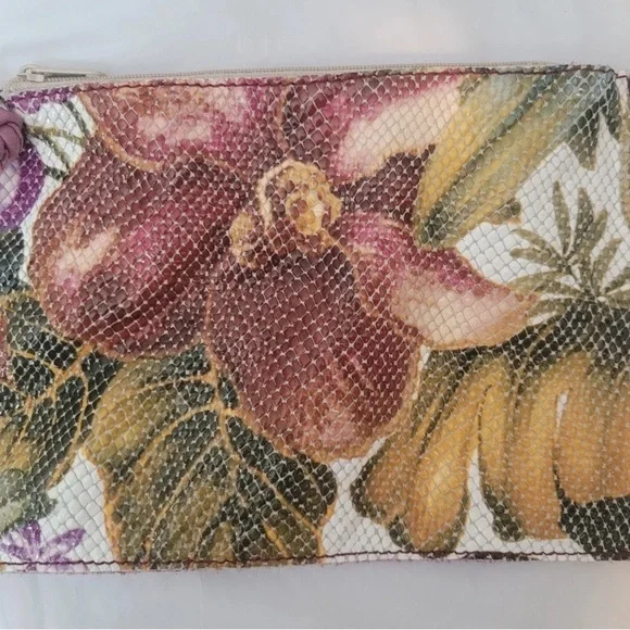 Roberta Gandolfi Italian Leather Tote Shoulder Bag Multicolor Floral with Pouch - Picture 10 of 11